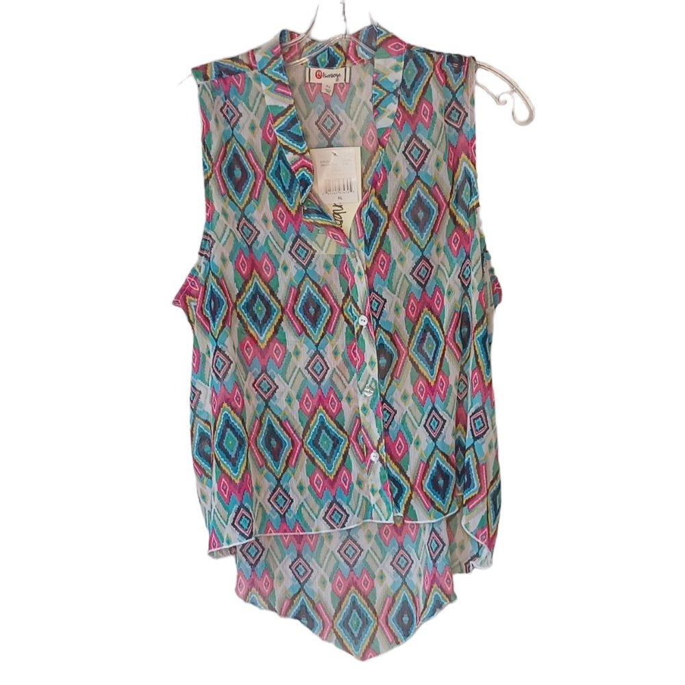 Olsenboye Colorful Sheer Top Size XL NWT